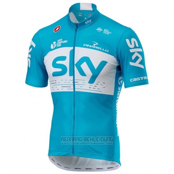 2018 Fahrradbekleidung Sky Blau Wei Trikot Kurzarm und Tragerhose